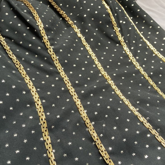 Gorgeous formal starry dress with gold accent in vintage style with lace sleeves - Picture 2 of 6